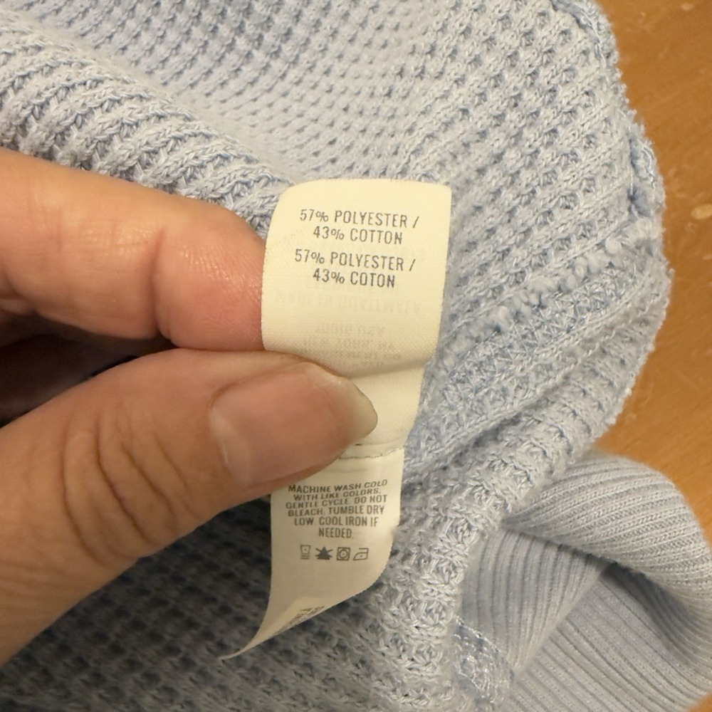 Aerie Womens Size S Blue Waffle Knit Crewneck Pullover Sweatshirt Relaxed - Picture 5 of 7